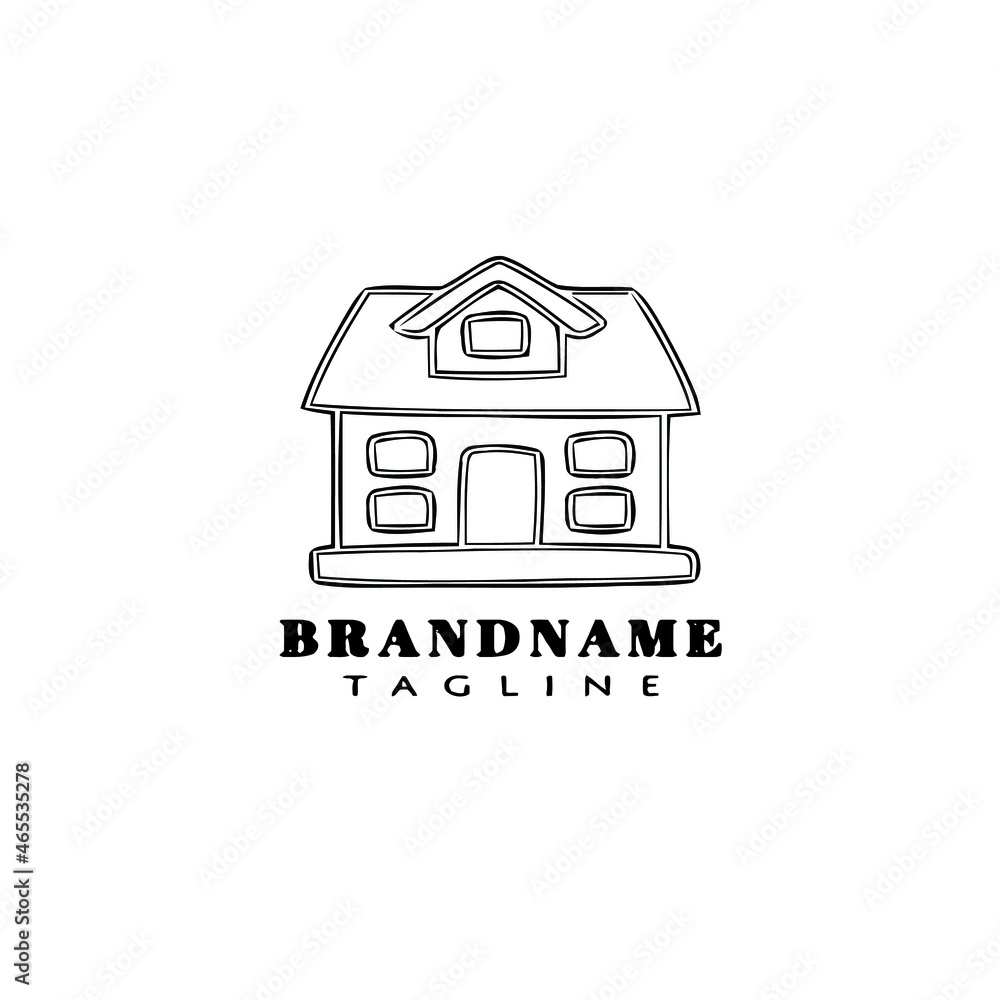 simple house logo cartoon icon design template black isolated vector illustration