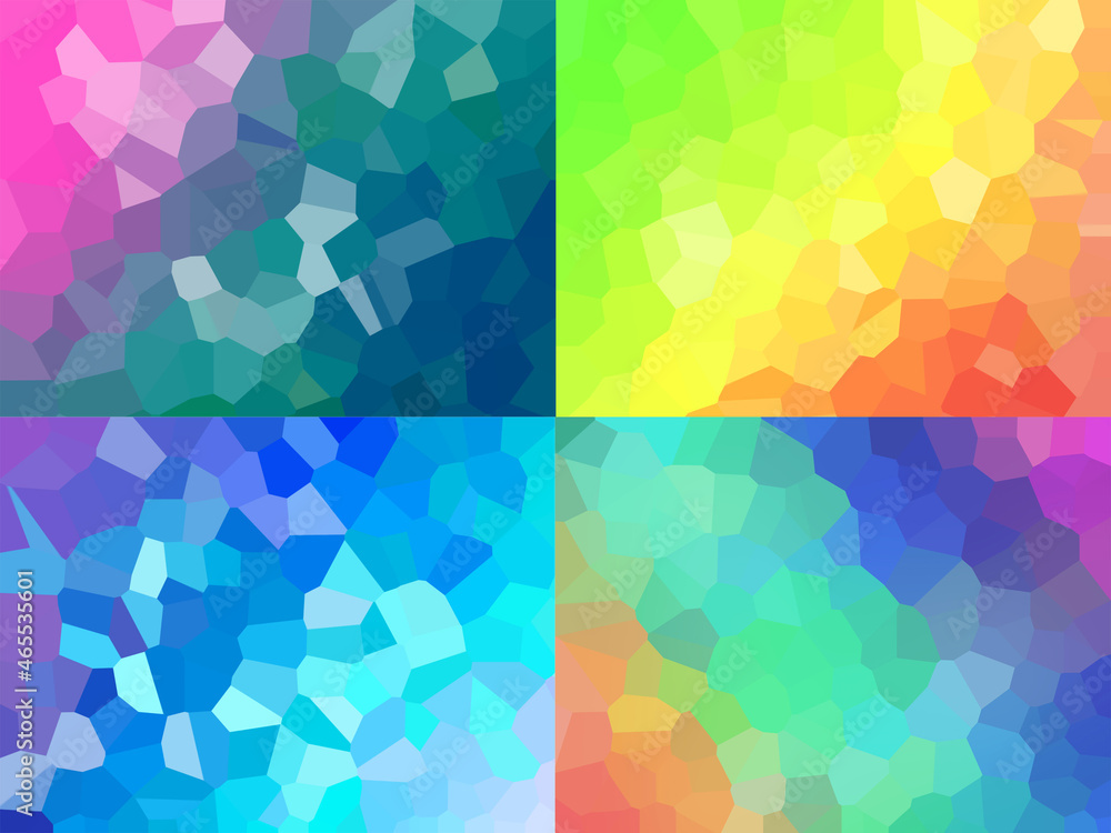 ステンドグラスパターンのカラフルグラフィック背景セット ビビット Stock Illustration Adobe Stock