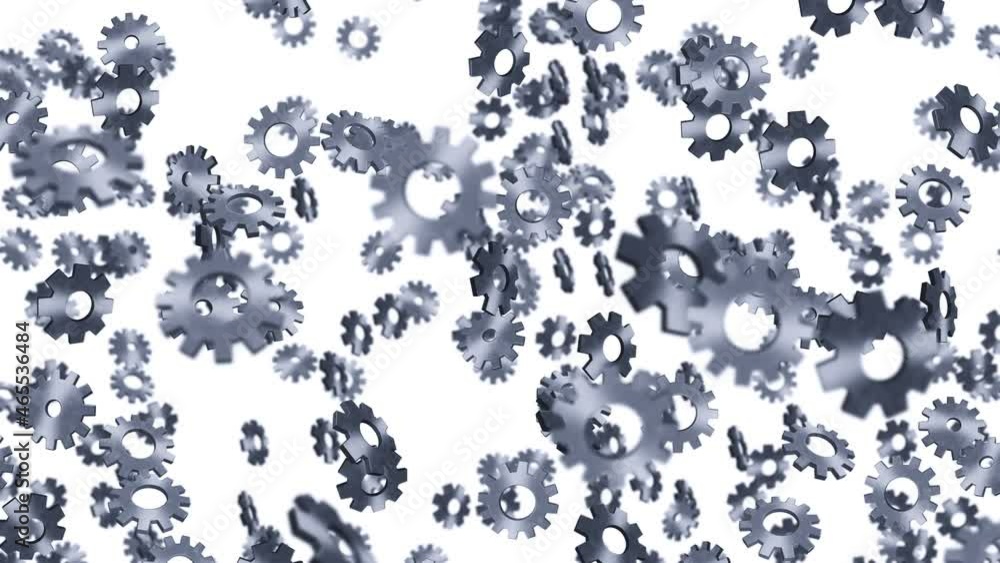 Metal gears floating in air on white background. Configuration settings of computer. Silver wheel. Business concept. Loop animation. Metal gears floating in air on white background. Configuration settings of computer. Silver wheel. Business concept. Loop animation.