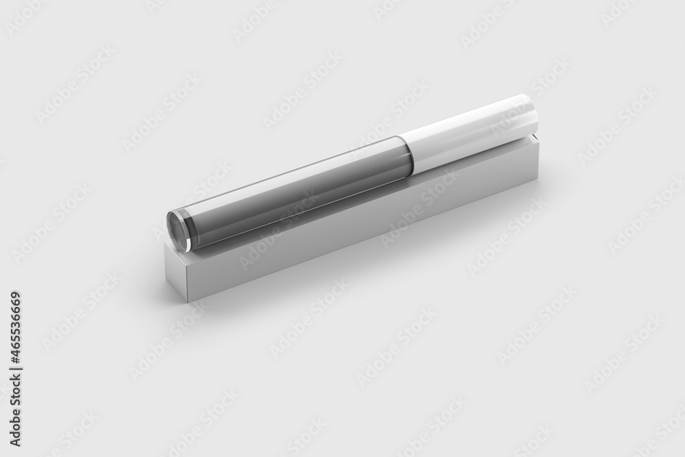 Empty blank mascara mock up isolated on a grey background. 3d rendering. Empty blank mascara mock up isolated on a grey background. 3d rendering.