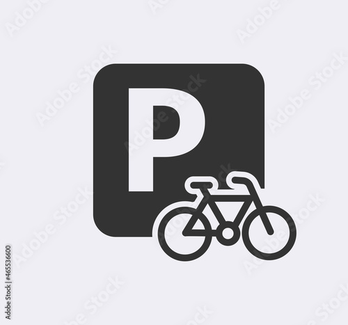 Bike parking vector sign. Signboard. Bicycle symbol.