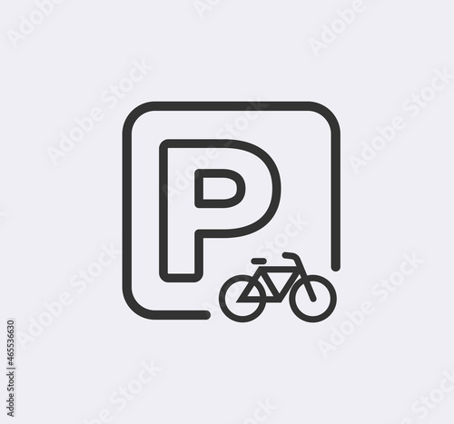 Bike parking vector sign. Signboard. Bicycle symbol.