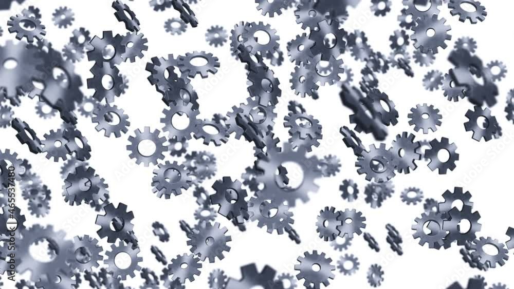 Metal gears floating in air on white background. Configuration settings of computer. Silver wheel. Business concept. Loop animation. Metal gears floating in air on white background. Configuration settings of computer. Silver wheel. Business concept. Loop animation.