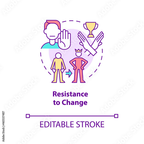 Resistance to change concept icon. Unwillingness to transform life abstract idea thin line illustration. Happiness mindset obstacle. Vector isolated outline color drawing. Editable stroke