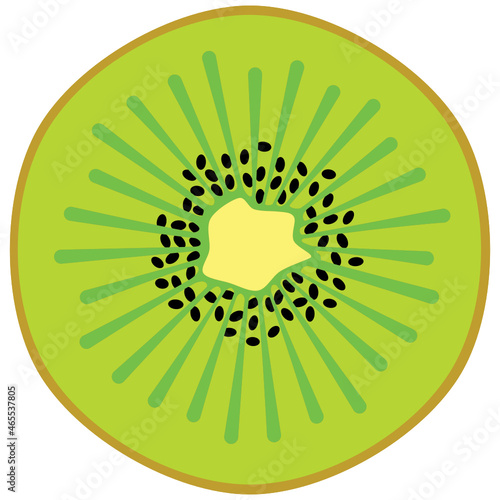 Simple graphic cartoon vector illustration of a half kiwi fruit cross section. Layered interlocking file suitable for use with craft cutter software