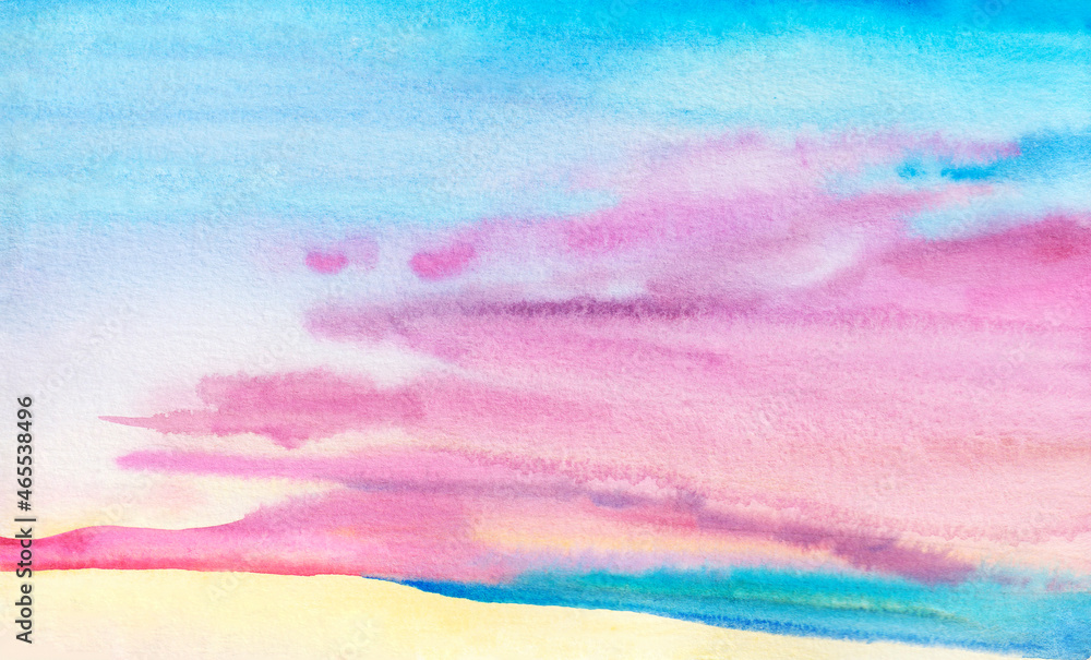 Watercolor hand drawn cloudy sky illustration background Watercolor hand drawn cloudy sky illustration background