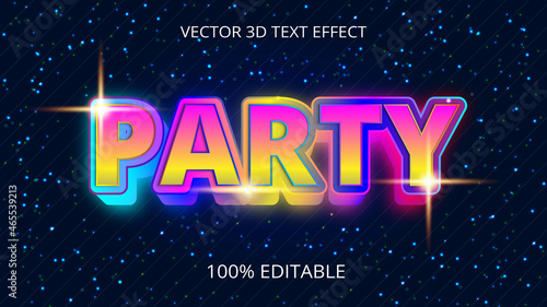 Party 3d text effect creative design 