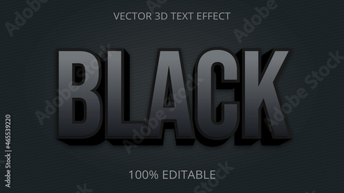 Black 3d text effect creative design 