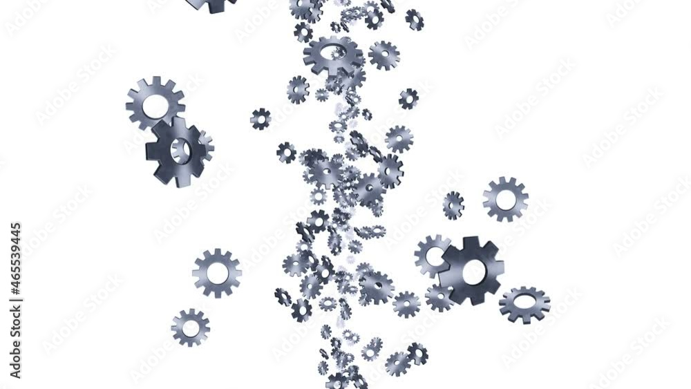 Metal gears floating in air on white background. Configuration settings of computer. Silver wheel. Business concept. Loop animation. Metal gears floating in air on white background. Configuration settings of computer. Silver wheel. Business concept. Loop animation.