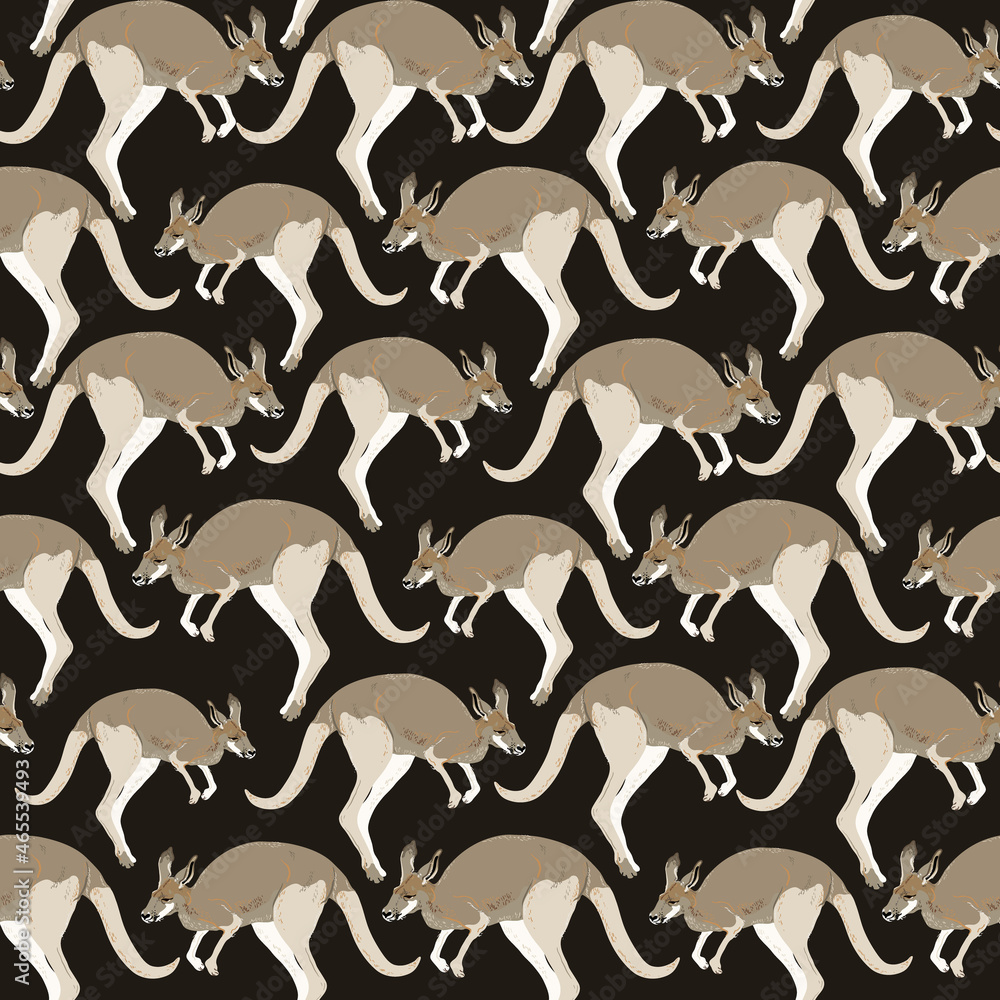 Kangaroo seamless pattern.