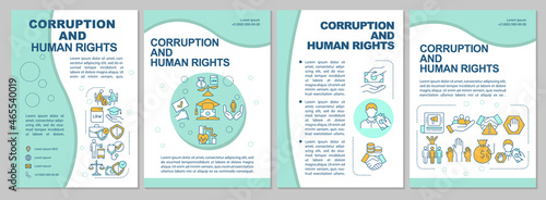 Corruption and human rights brochure template. Social trust. Flyer, booklet, leaflet print, cover design with linear icons. Vector layouts for presentation, annual reports, advertisement pages