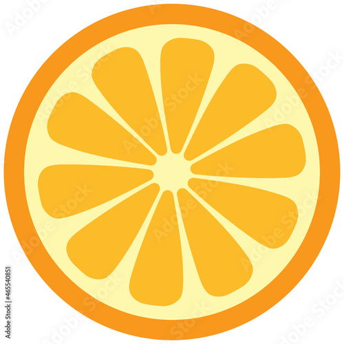Citrus orange cross section slice SVG vector graphic with tangerine skin cream pith and marigold coloured segments isolated on white.  Suitable for use with digital cutting software.