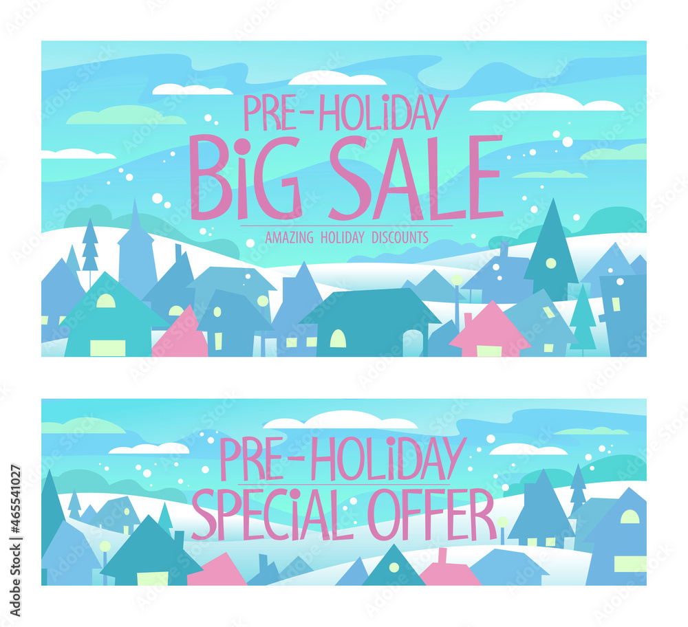 Fototapeta premium Pre-holiday big sale and pre-holiday special offer holiday christmas web banners collection