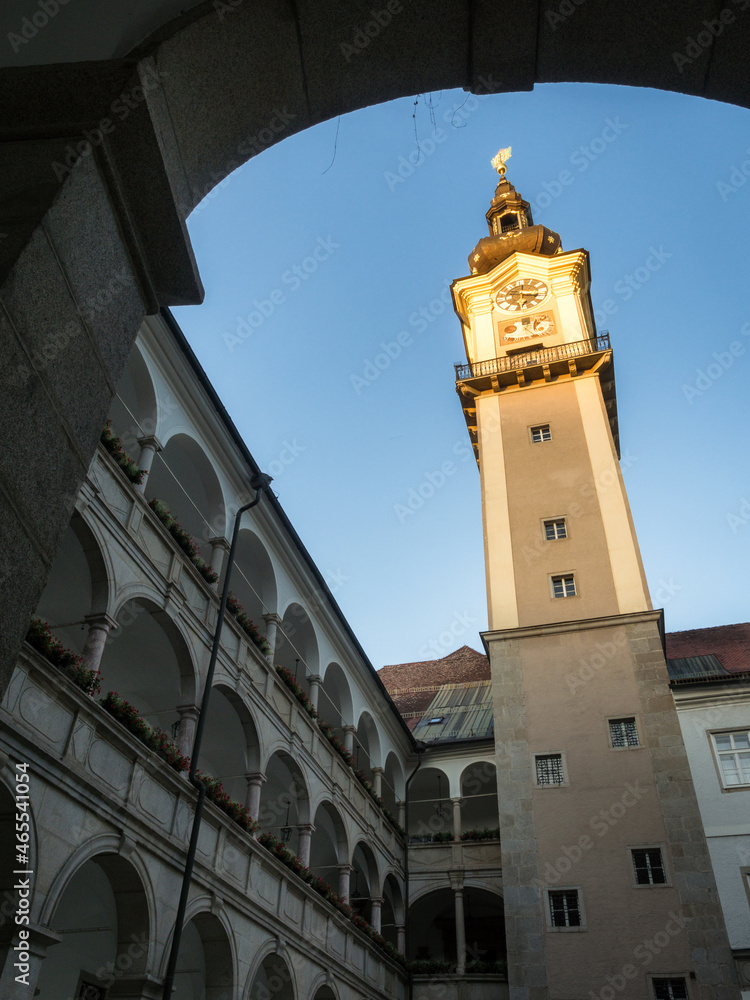 Fototapeta premium Linz Austria, Bell tower of the government landhaus