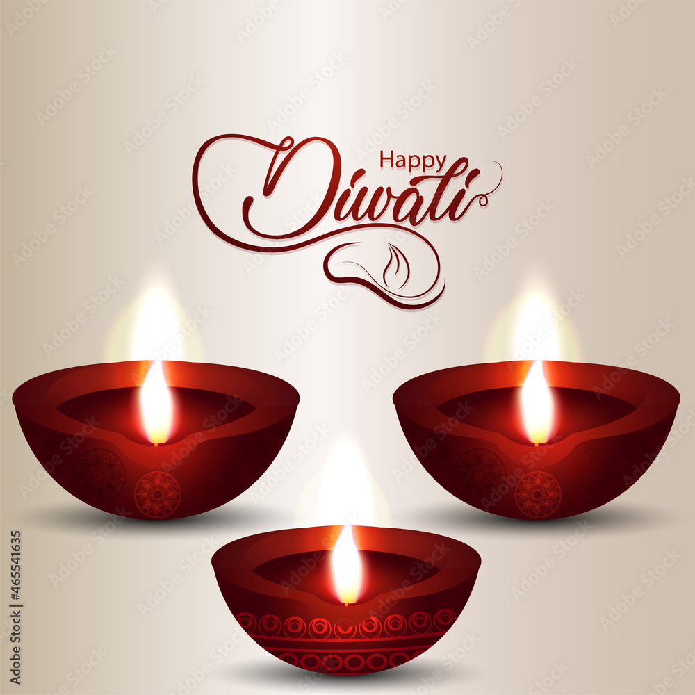 Happy diwali realistic vector illustration and background Happy diwali realistic vector illustration and background