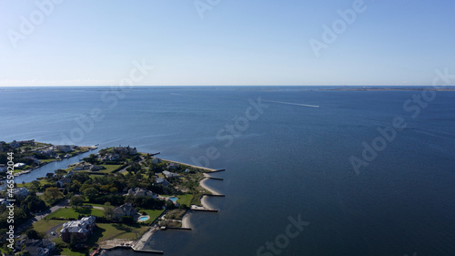 Aerial view of Bayshore looking out to the sea, New York. photo
