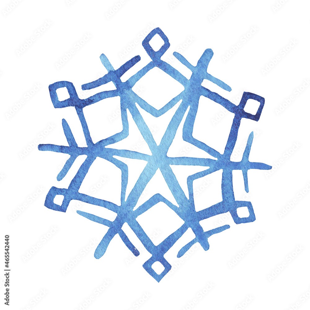 Snowflake. Watercolor illustration. Hand drawn Snowflake. Watercolor illustration. Hand drawn