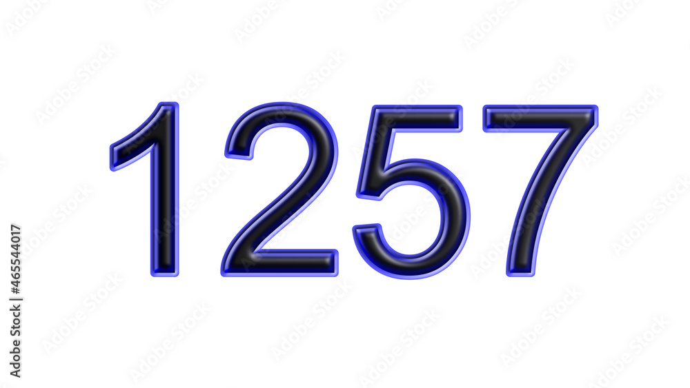 blue 1257 number 3d effect white background blue 1257 number 3d effect white background