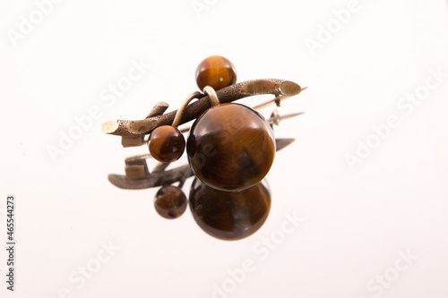 Tigers Eye Brooch on white background