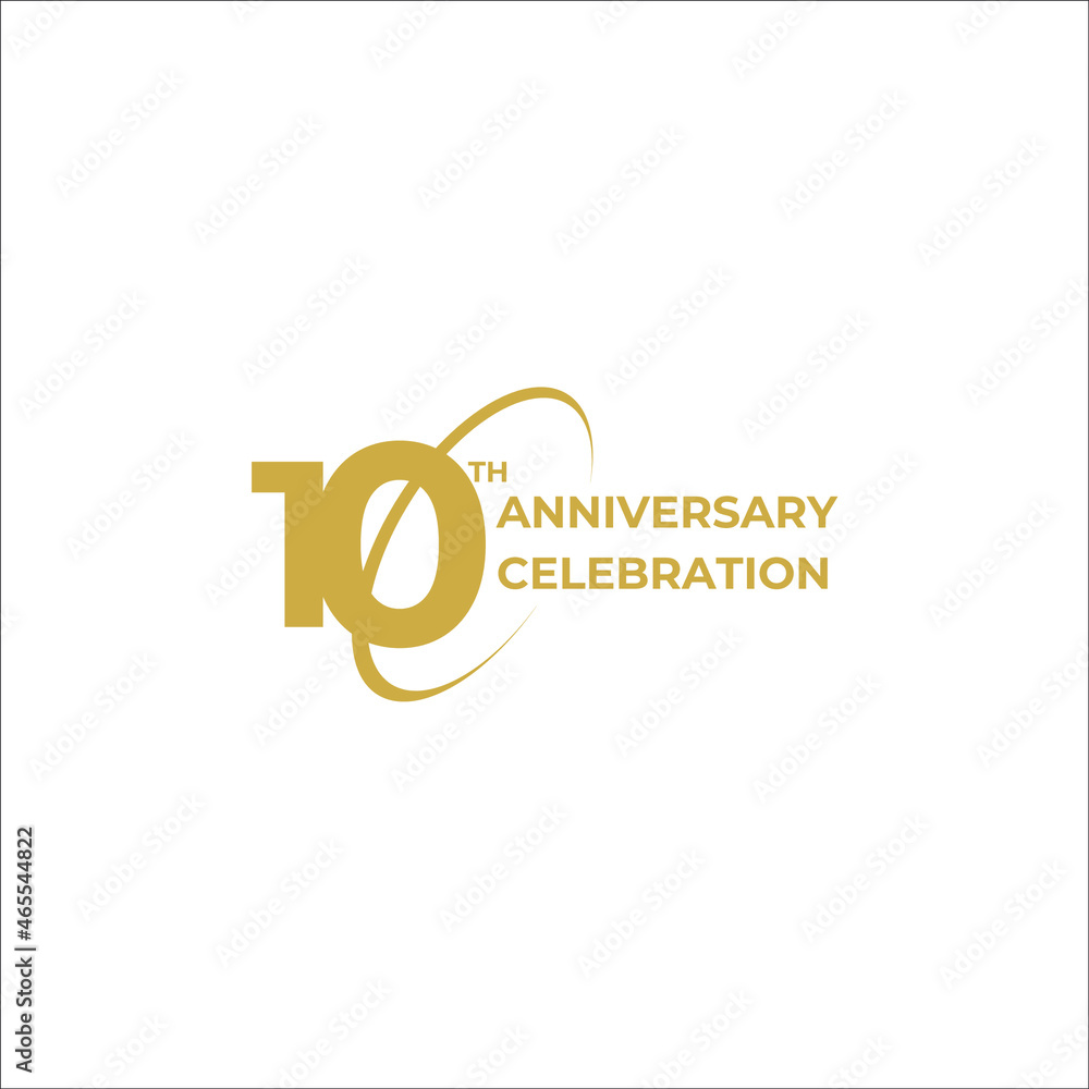 10 years anniversary. Anniversary template design concept with golden number , design for event, invitation card, greeting card, banner, poster, flyer, book cover and print. Vector Eps10