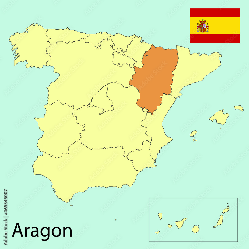 map of spain with Aragon region, vector illustration 