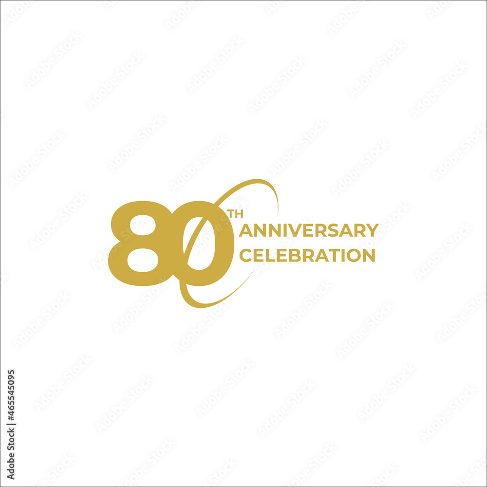 80 years anniversary. Anniversary template design concept with golden number , design for event, invitation card, greeting card, banner, poster, flyer, book cover and print. Vector Eps10