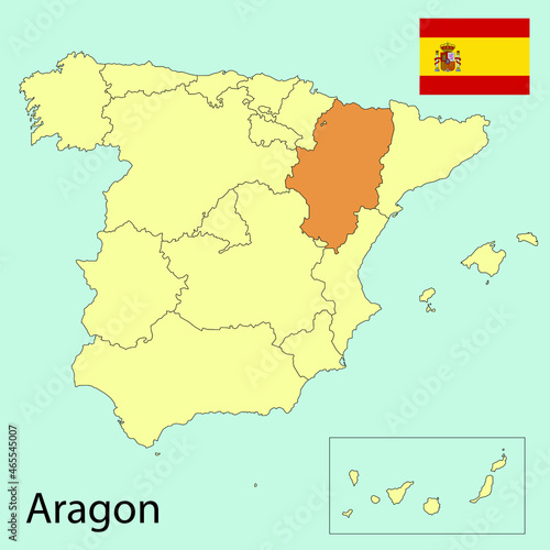 map of spain with Aragon region  vector illustration 