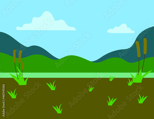 swamp or lake landscape, vector illustration 