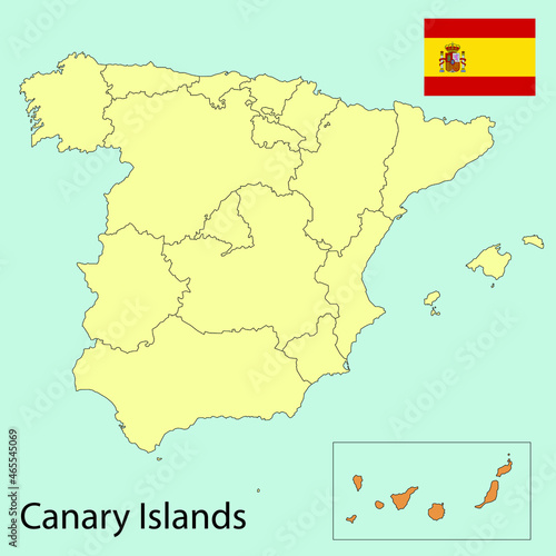 spain map with provinces  canary islands  vector illustration 