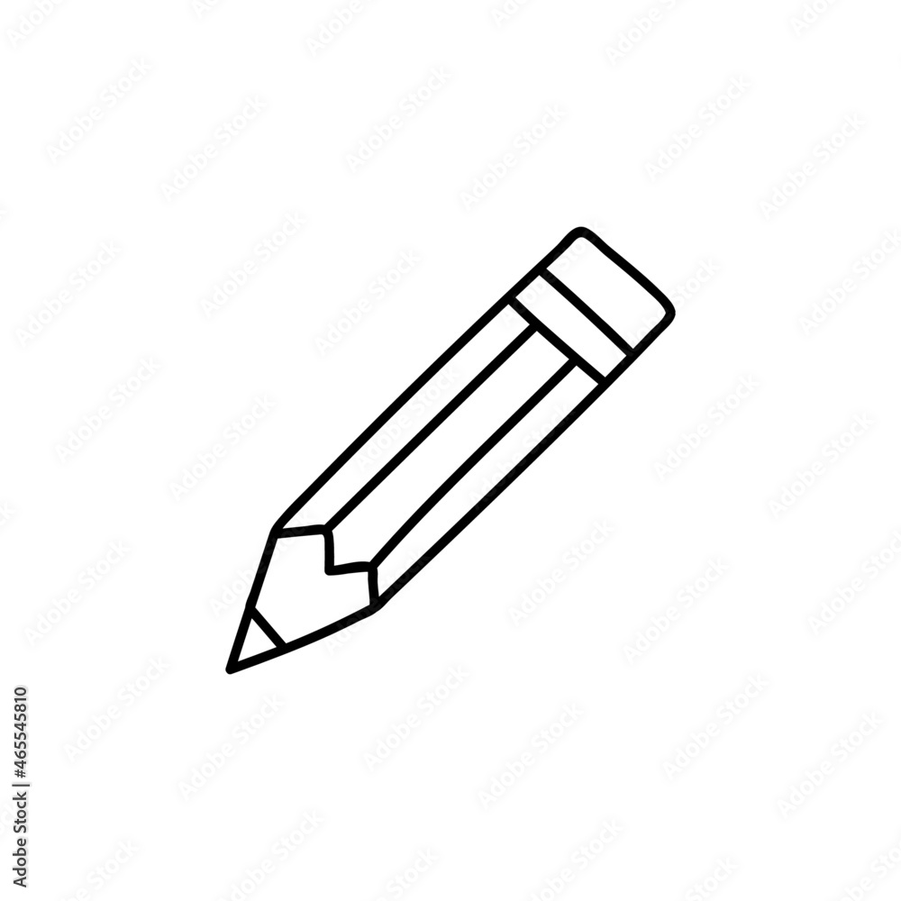 Pencil writing message icon in flat black line style, isolated on white background Pencil writing message icon in flat black line style, isolated on white background