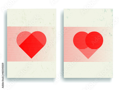 Heart Logo with lines. Hearts unusual icon Design .Black Vector stripes .Geometric shape.