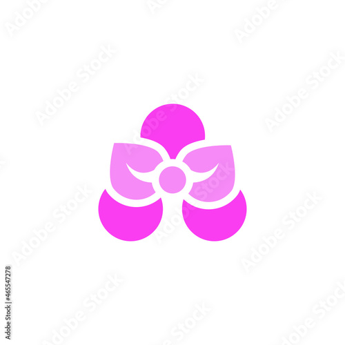 Orchid flower logo. Vector illustration, flat minimal color cartoon design, isolated on white background, eps 10.
