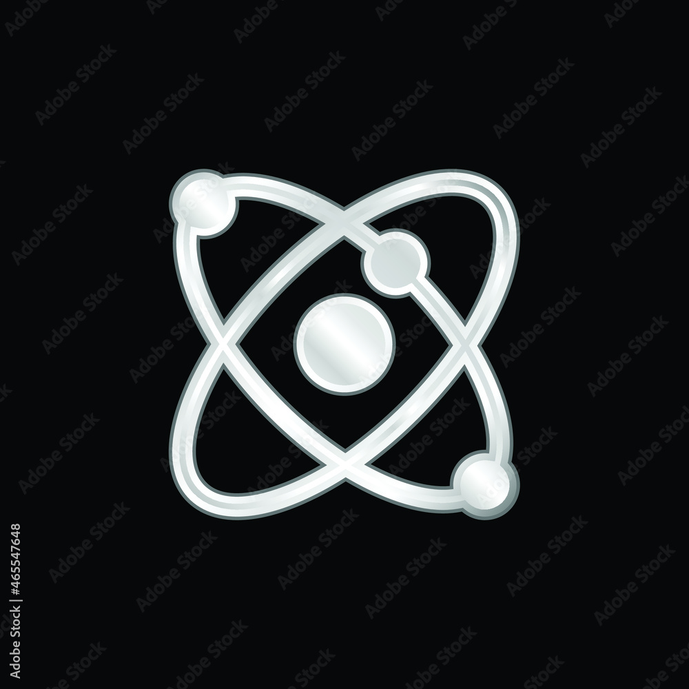 Atomic Structure silver plated metallic icon Atomic Structure silver plated metallic icon
