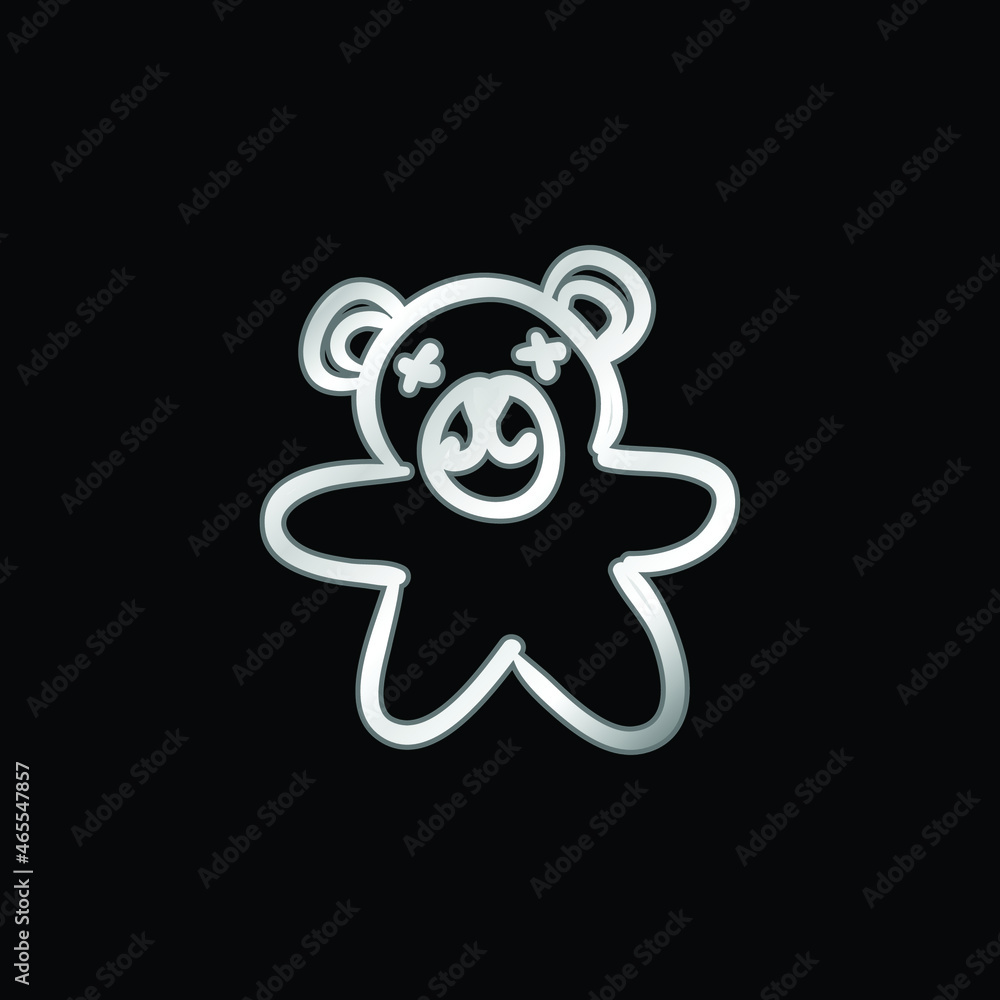 Bear Hand Drawn Toy silver plated metallic icon Bear Hand Drawn Toy silver plated metallic icon