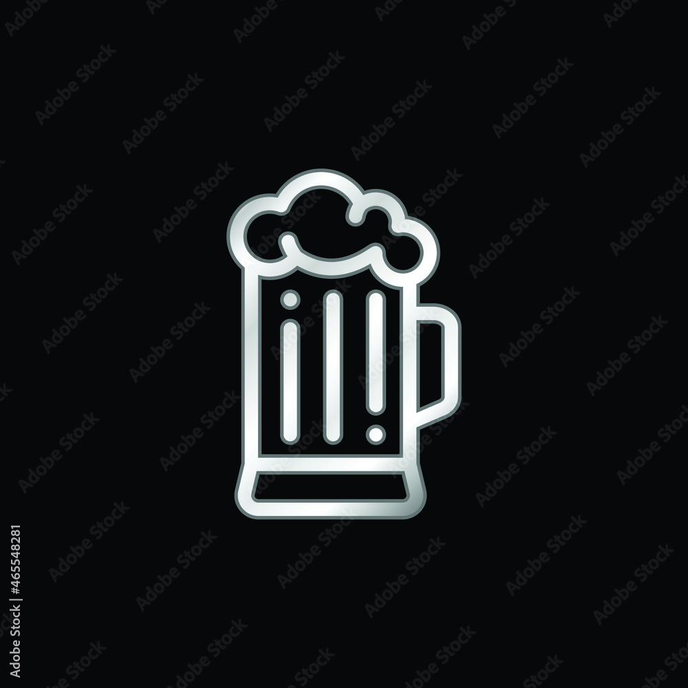 Beer silver plated metallic icon