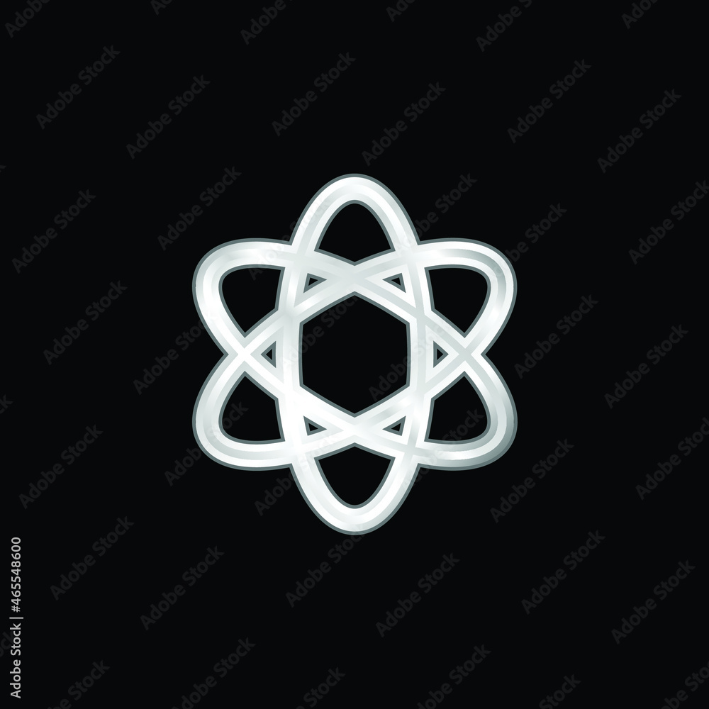 Atom Shape. Science silver plated metallic icon Atom Shape. Science silver plated metallic icon