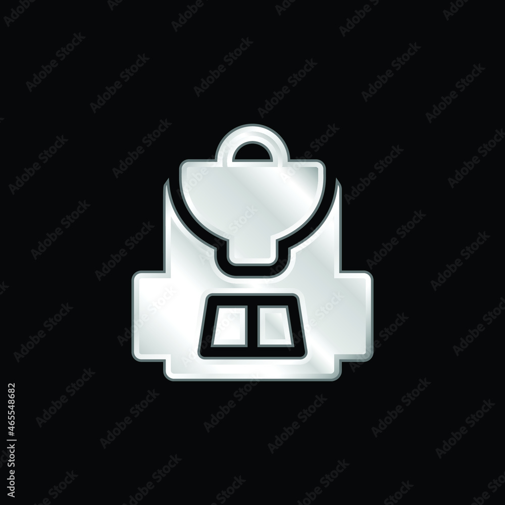 Backpack silver plated metallic icon Backpack silver plated metallic icon