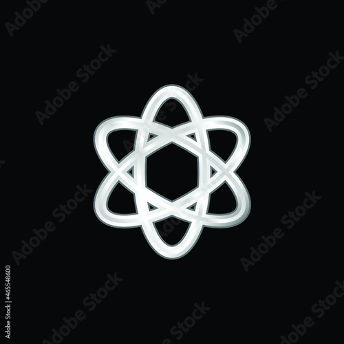 Atom Shape. Science silver plated metallic icon