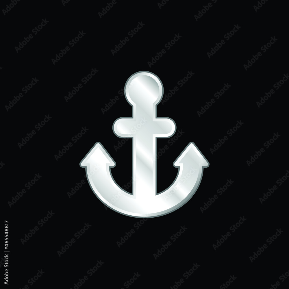 Anchor silver plated metallic icon Anchor silver plated metallic icon