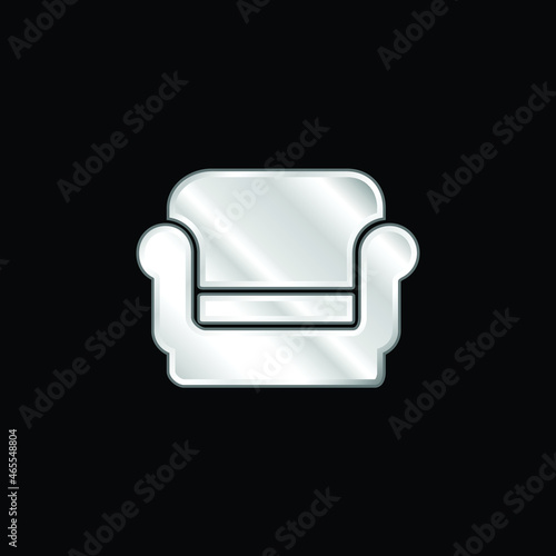 Armchair silver plated metallic icon