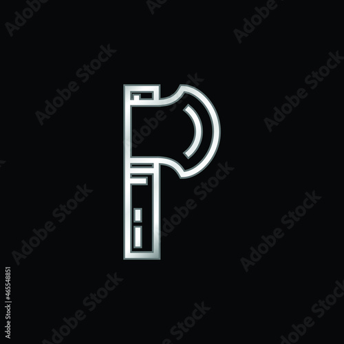 Axe silver plated metallic icon