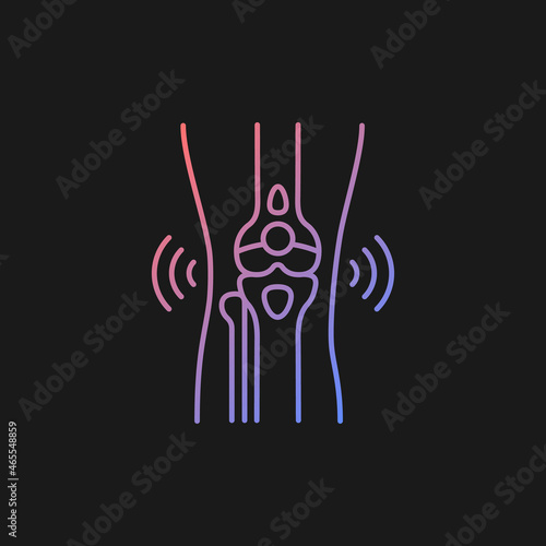 Bursitis gradient vector icon for dark theme. Inflamed joint. Painful swelling in elbow. Traumatic injury in sports. Thin line color symbol. Modern style pictogram. Vector isolated outline drawing
