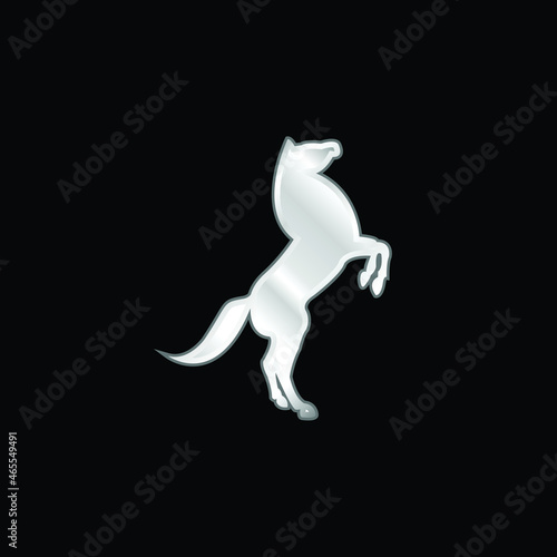 Big Horse Stand Up Pose On Back Paws silver plated metallic icon