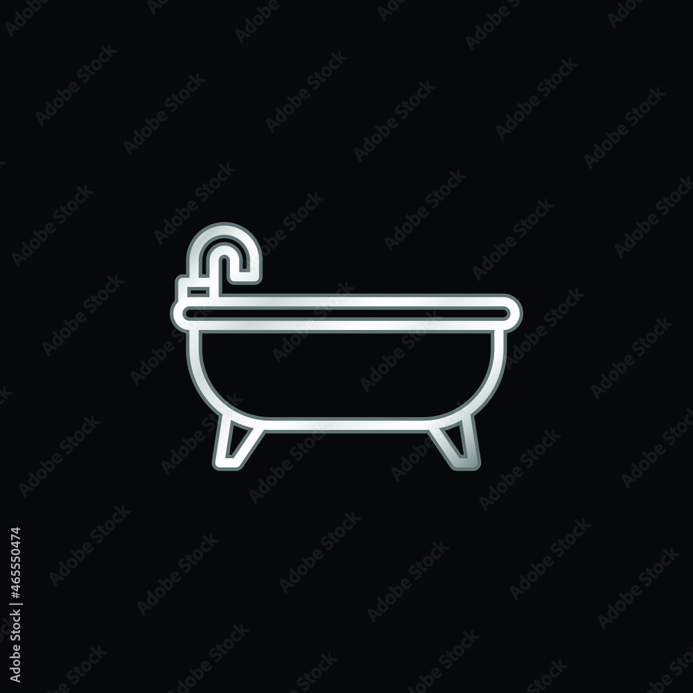 Bathtub silver plated metallic icon Bathtub silver plated metallic icon