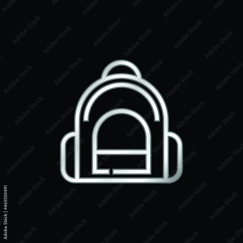 Backpack silver plated metallic icon Backpack silver plated metallic icon