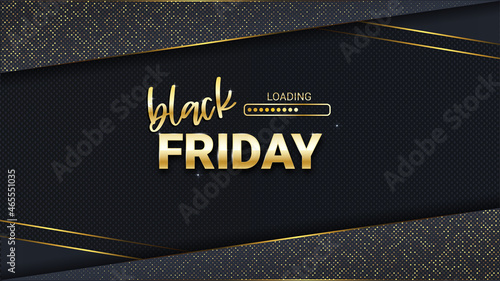 Black Friday loading bar background, banner poster design template. Progress loading bar. Black friday sale. Vector illustration.