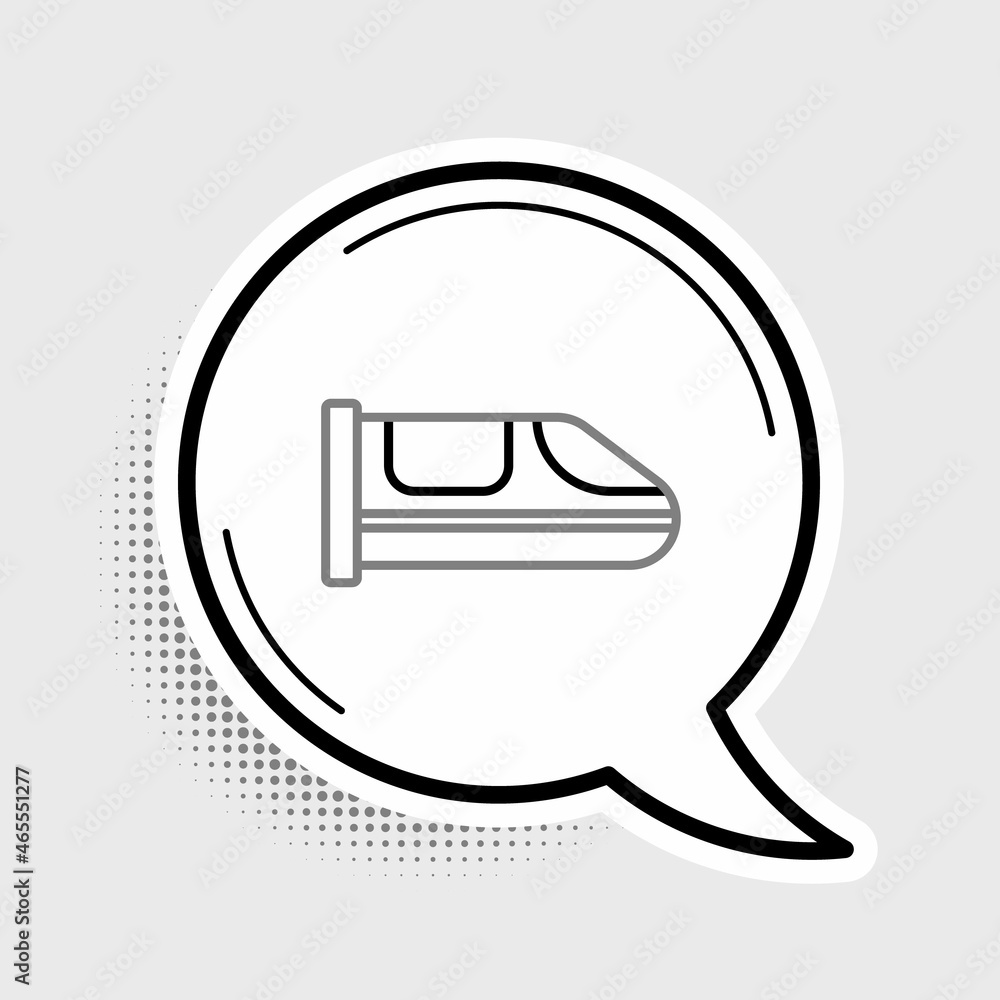 Line High-speed train icon isolated on grey background. Railroad travel and railway tourism. Subway or metro streamlined fast train transport. Colorful outline concept. Vector Line High-speed train icon isolated on grey background. Railroad travel and railway tourism. Subway or metro streamlined fast train transport. Colorful outline concept. Vector