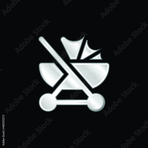 Baby Stroller silver plated metallic icon