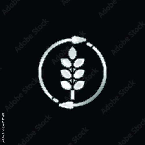 Agronomy silver plated metallic icon