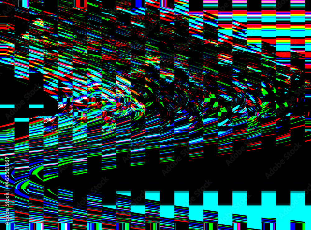 Glitch psychedelic background. Old TV screen error. Digital pixel